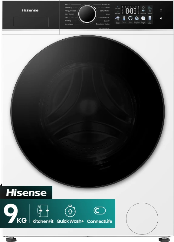 Image of Hisense KitchenFit 3i Series WF3I9043BWFS2 9KG WiFi Connected Washing Machine with 1400 rpm - White - A Rated