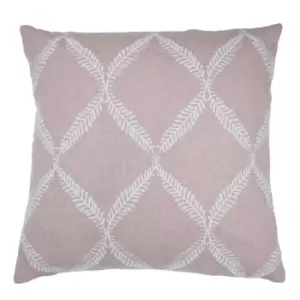 image of Olivia Lattice Embroidered Cushion Blush