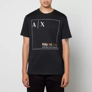 Image of Armani Exchange Mens You Me Us T-Shirt - Black - L