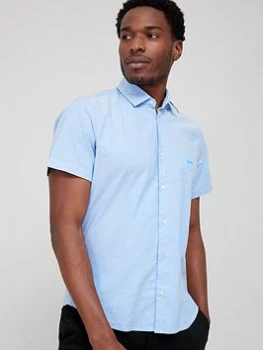 Image of BOSS Rash 1 Short Sleeve Oxford Shirt - Open Blue , Open Blue Size XL Men