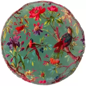 image of Paradise Velvet Round Cushion Mineral, Mineral / 50 x 12cm / Polyester Filled