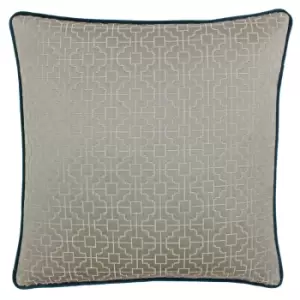 Image of Belsize Jacquard Cushion Taupe/Teal