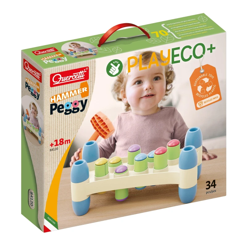 Image of Quercetti Play Eco+ Hammer Peggy - 34 Pieces, Multi 84120