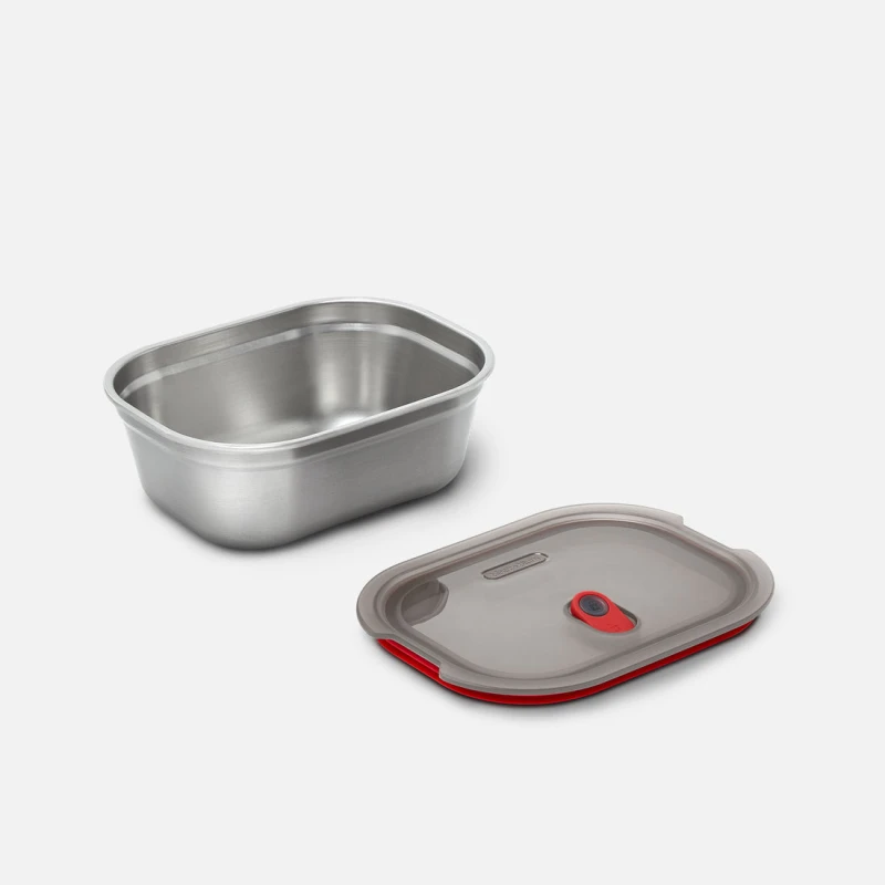 Image of Black + Blum Set of 2 Steel Food Box Large Grey & Red Multi unisex