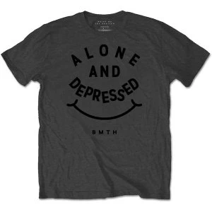 image of Bring Me The Horizon - Alone & Depressed Unisex Large T-Shirt - Grey