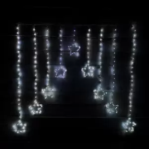 Image of 1.2m Premier Christmas Static Star LED Silver Pin Wire V Curtain Lights in White