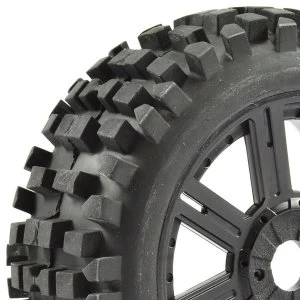 Image of Fastrax 1:8 Rock Block Mounted On 8-Spoke Black (Pr)
