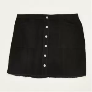 image of Missguided Button Front Rip Hem Mini Skirt - Black