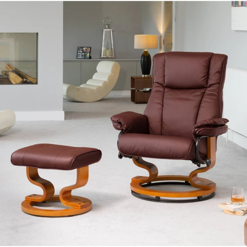 Image of Artemis Home Calhoun Swivel Recliner with Massage & Heat in Burgundy Size: 1 Seater Burgundy Unisex 1 Seater