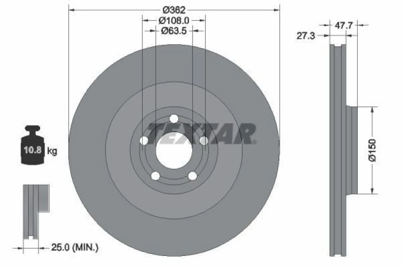 Image of Brake disc TEXTAR 92350805