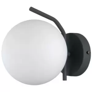 image of Italux Carimi - Modern Wall Lamp Satin Black 1 Light with White Shade, G9