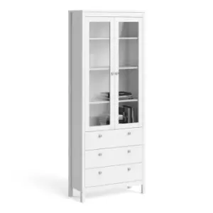 image of Madrid China Cabinet 2 Doors With Glass + 3 Drawers In White