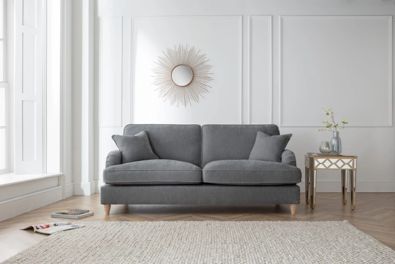 Image of The Great Sofa Company Orla 3 Seater Sofa Manhattan Navy in Charcoal Charcoal Unisex