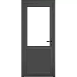 Image of Crystal uPVC Single Door Half Glass Half Panel Left Hand Open In 840mm x 2090mm Clear Double Glazed Grey/White (each)