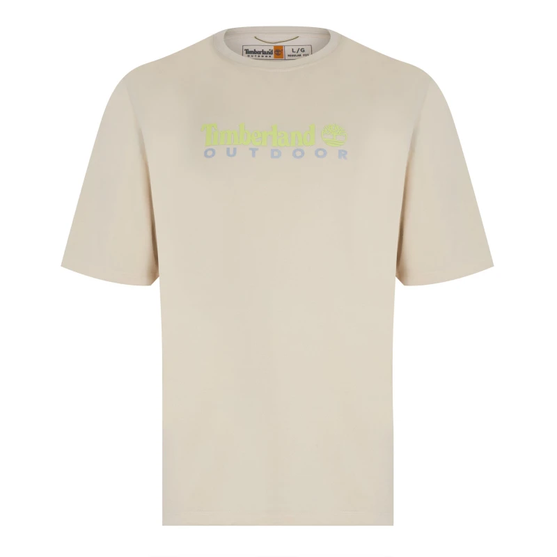 Image of Timberland Timberland Uv-Protection Logo Short Sleeve Tee - Beige Beige 3XL