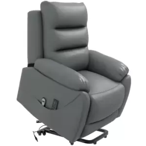 Image of HOMCOM Electric Riser and Recliner Chairs for Elderly, PU Leather Power Lift Recliner Armchair for Living Room with Vibration Massage, Side Pockets, G