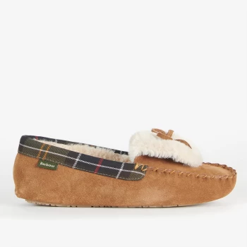 image of Barbour Womens Darcie Suede Mocassin Slippers - Tan - UK 4