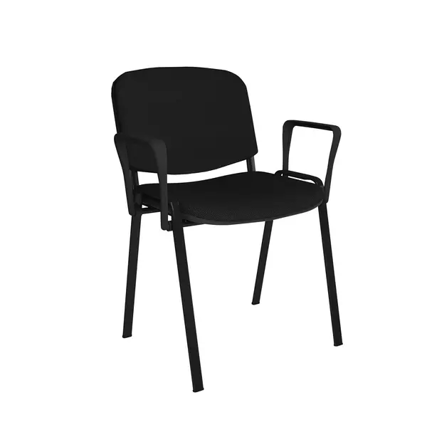Image of Taurus Meeting Room Stackable Chair with Black Frame and Fixed Arms - Black