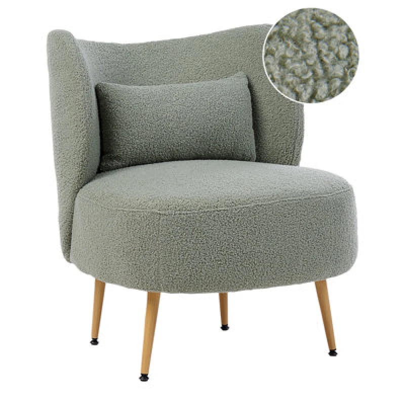 Image of Beliani Armchair Otsby Ii With Cushion Boucle Green