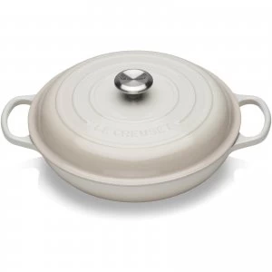 Image of Le Creuset Signature Cast Iron Shallow Casserole Dish - 30cm - Meringue