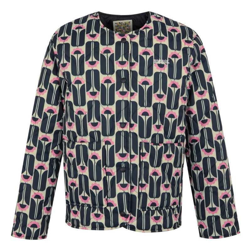 Image of Regatta Orla Kiely Summer Quilted Jacket - Black Tall Flowers Black Tall Flowers 14