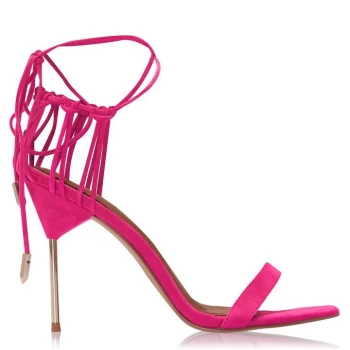 image of Reiss Zhane Strap Heels - Pink Suede