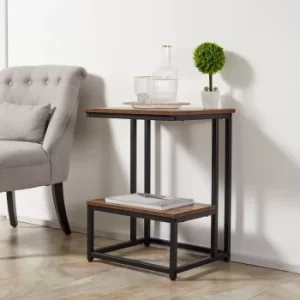 Image of HOMCOM Side Table, Doule Layer End Table, Modern Coffee Table with Steel Frame and Adjustable Non-Slip Feet for Living room, Bedroom, Balcony