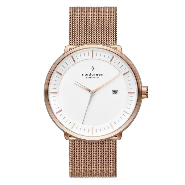 image of Nordgreen Unisex Philosopher Mesh Rose Gold 40mm Watch PH40RGMEROXX