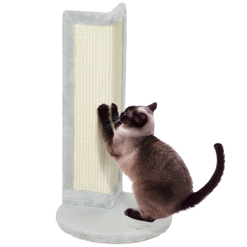 Image of PawHut 56cm Corner Cat Scratching Post with Sisal Scratching Pad, Grey Grey
