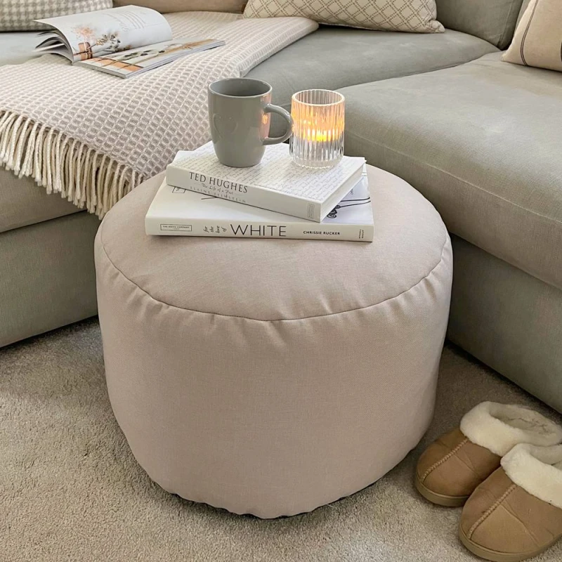 Image of rucomfy Beanbags rucomfy Indoor Pouffe Bean Bag - Barley Ottoman Footstool in Natural Natural Unisex