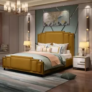 Image of Envisage Trade - Elixa Upholstered Beds - Plush Velvet, King Size Frame, Mustard - Mustard
