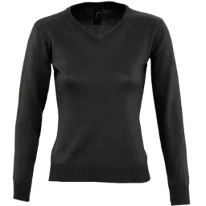 Image of SOLS Womens/Ladies Galaxy V Neck Sweater (M) (Black)