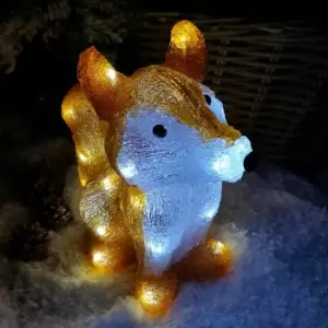 image of 28cm Festive Lit Christmas Outdoor Acrylic Fox with 30 LEDs in White