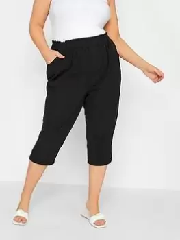 image of Yours Cool Cotton Crop Jogger - Black, Size 14, Women