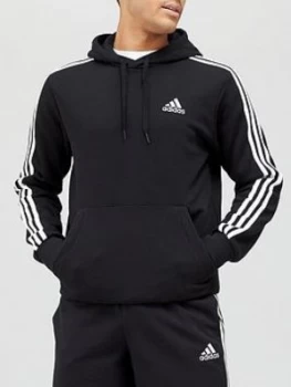 Image of Adidas 3-Stripe Fleece Hoodie - Black