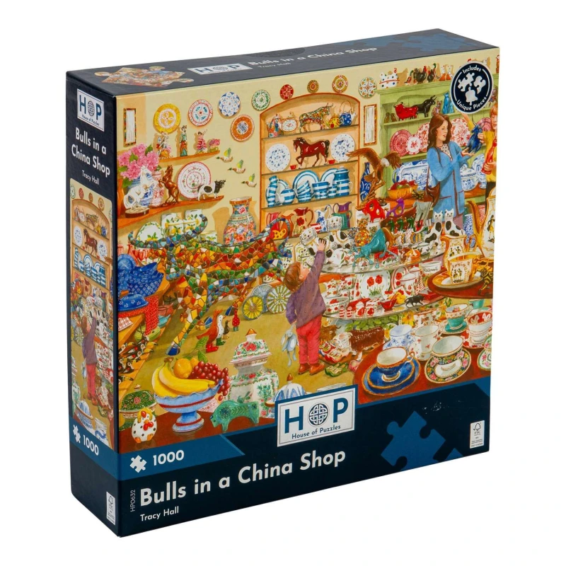 Image of The House Of Puzzles Bulls In A China Shop, 1000 Piece Jigsaw Puzzle Multi unisex