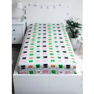 Image of Minecraft Adventure Cotton Fitted Sheet (Single) (Multicoloured) - Multicoloured