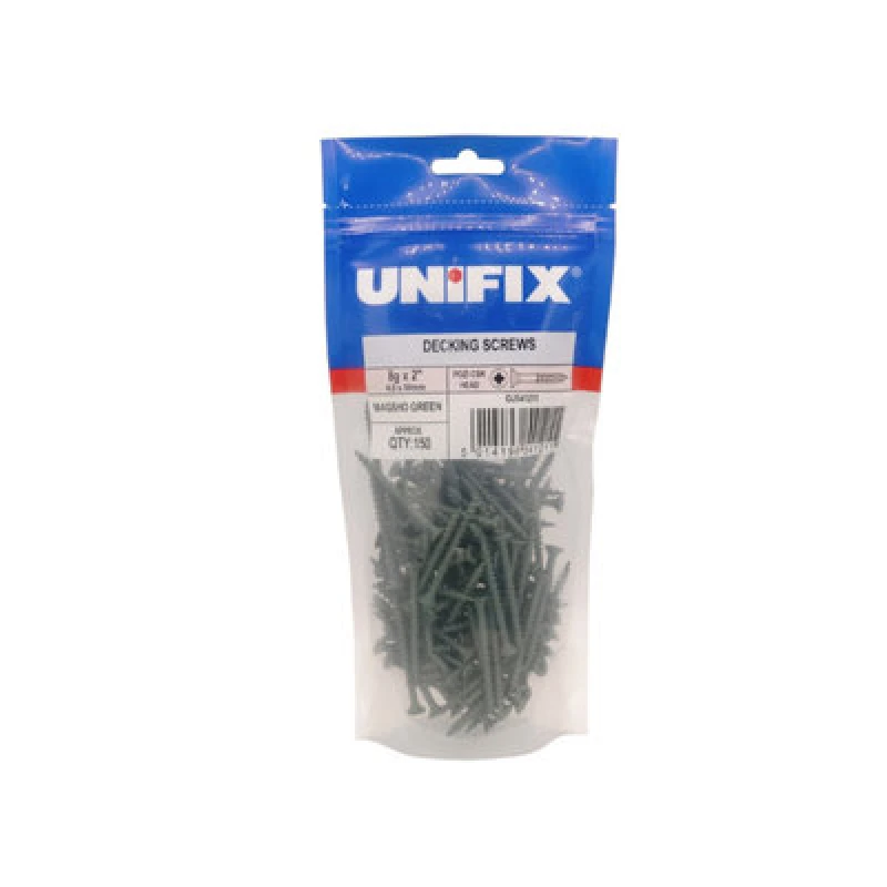 Image of Unifix Decking Screws Pozi Csk Head Magsho Green Coating - 8G X 2" (4.0 X 50mm) - Bag Of 150 - Box Of 750