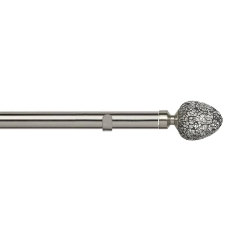 Image of New Edge Blinds 28mm Fixed Length Metal Eyelet Curtain Pole Set - Alexia Finial in Silver Size: 400cm Silver Unisex 400 cm