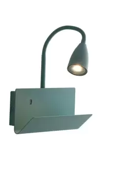 Image of Gulp Flexible Arm Reading USB Wall Lamp Shelf, Green, GU10