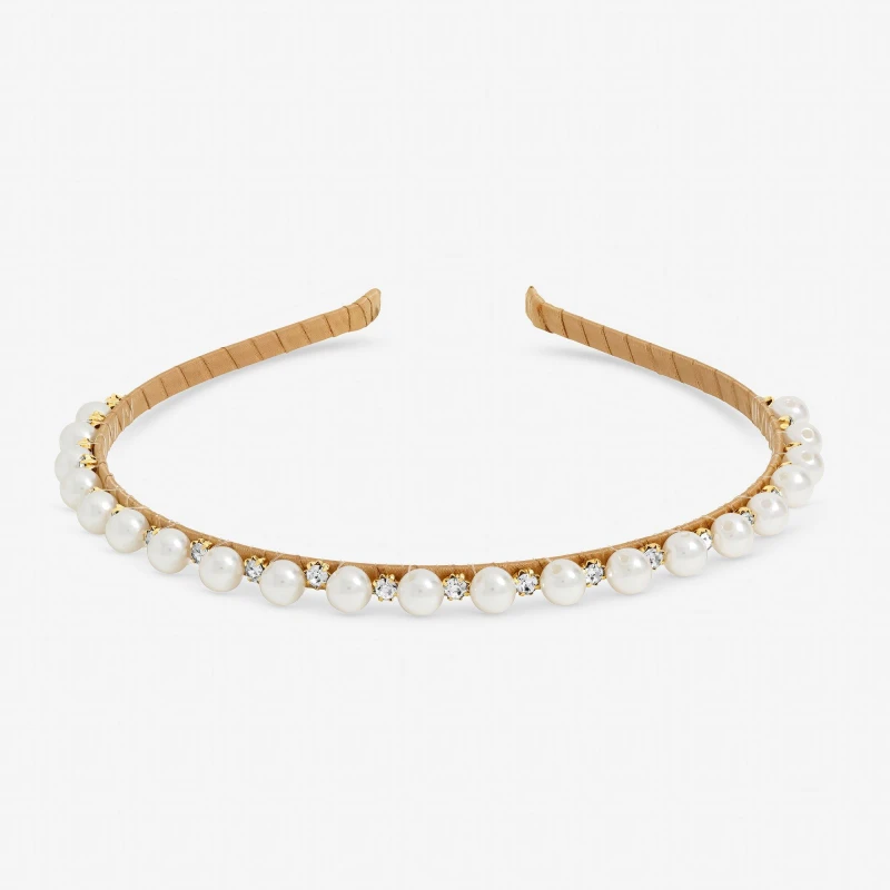 Image of Jon Richard Gold Plated Pearl and Crystal Headband Gold female One Size