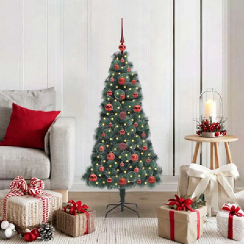 Image of Vidaxl Artificial Pre-Lit Christmas Tree With Ball Set Green 120 Cm