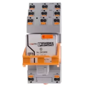 image of Phoenix Contact, 230V ac Coil Non-Latching Relay 3PDT, 2A Switching Current DIN Rail, 2903292