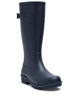 Image of FitFlop Wonderwell Tall Wellington Boots - Navy, Size 5, Women