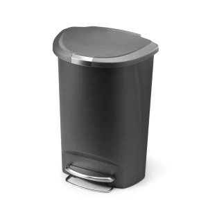 Image of Simplehuman 50L Semi Round Plastic Pedal Bin - Grey