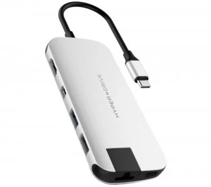 image of HYPERDRIVE Slim 8-port USB Type-C Connection Hub, Silver