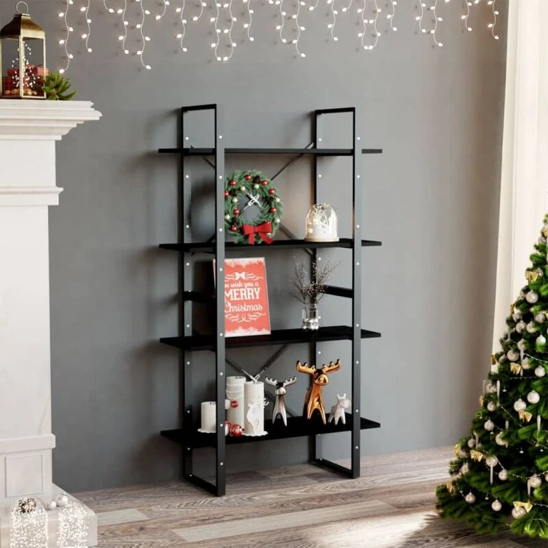 Image of VIDAXL Vidaxl - 4-Tier Book Cabinet Black 80x30x140cm Solid Pine Wood 8720286567562