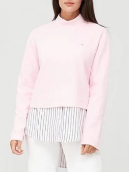 image of Tommy Jeans Solid Hybrid Long Sleeve Jumper - Pink