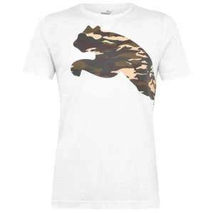 image of Puma Big Cat QT T Shirt Mens - White/Camo