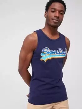Image of Superdry Vintage Logo Seasonal Vest - Navy Size XL Men